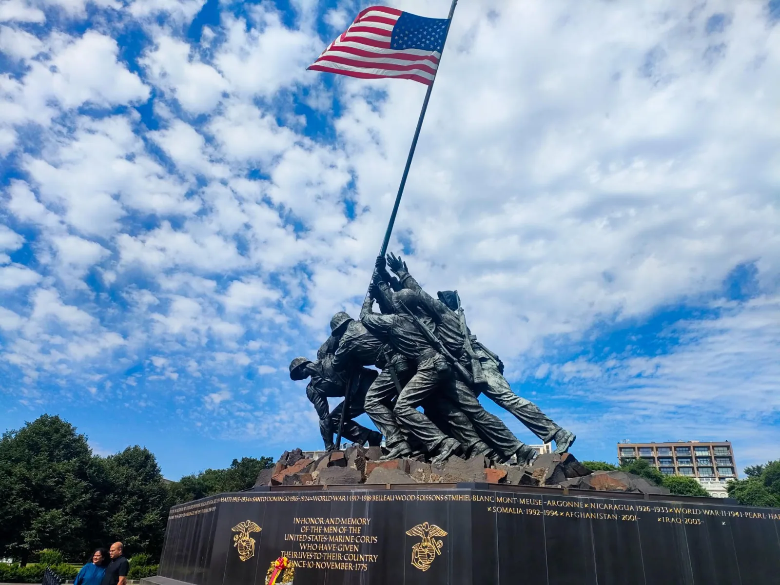 The U.S. Marine Corps War Memorial, the Iwo Jima flag-raising statue