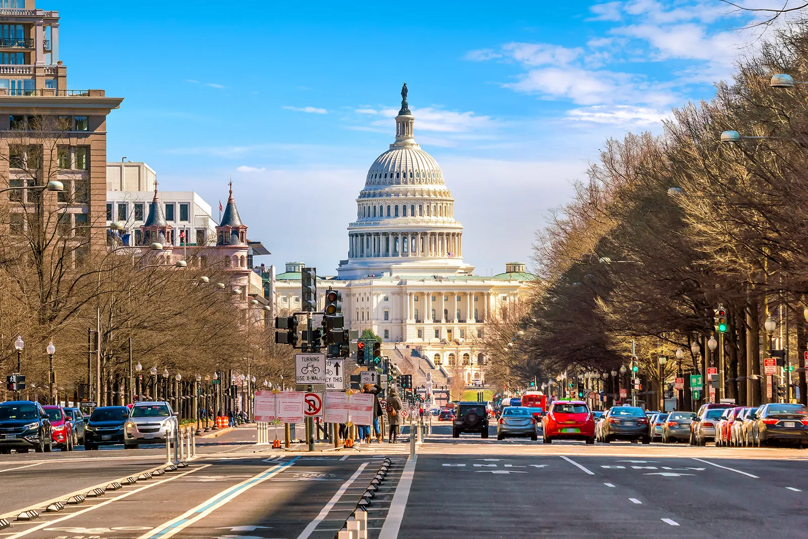 The U.S. Capitol at the end of Pennsylvania Avenue